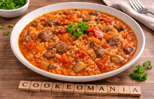 Riz mijoté au bœuf, tomates et poivrons au Cookeo