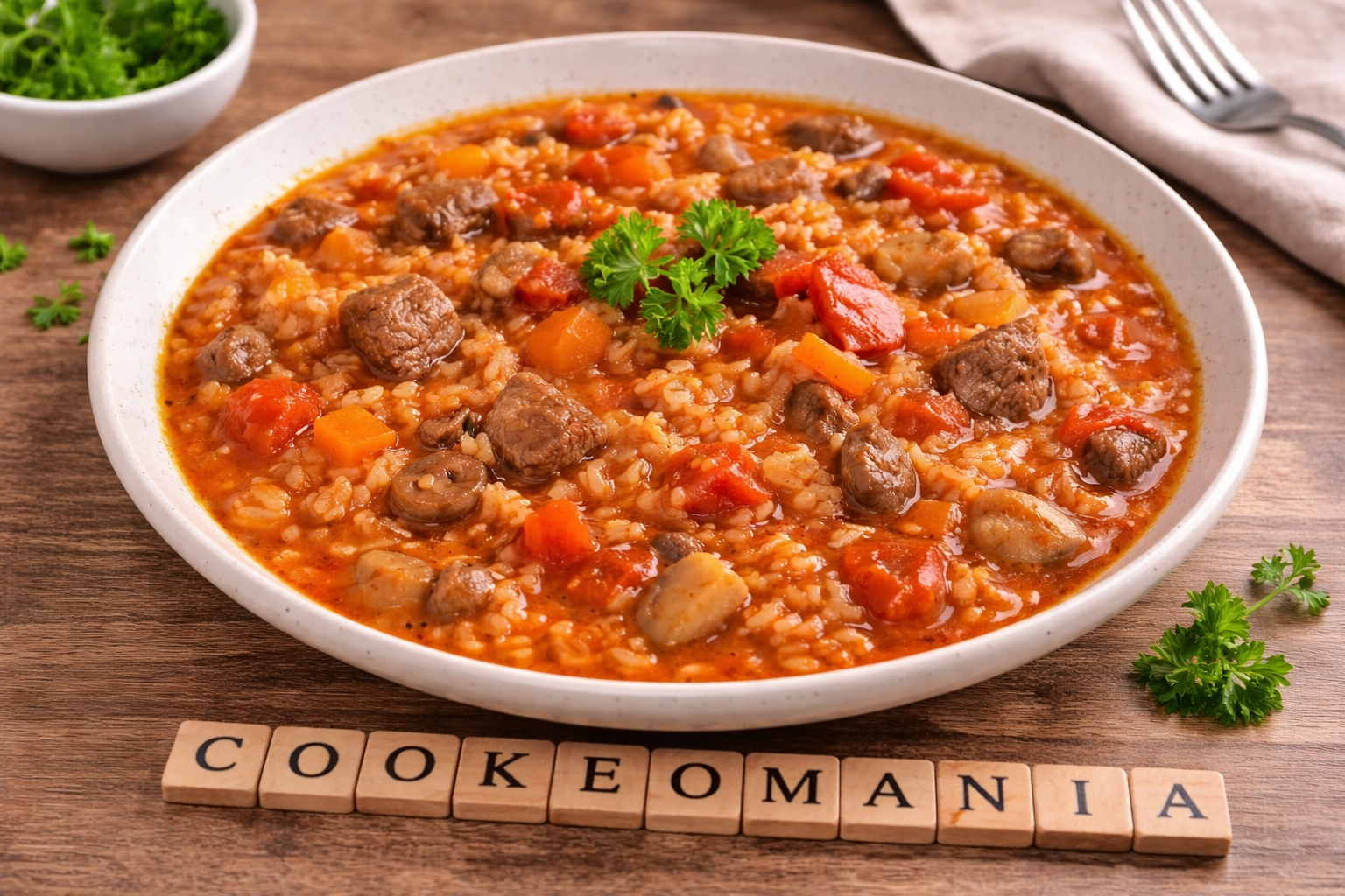Riz mijoté au bœuf, tomates et poivrons au Cookeo