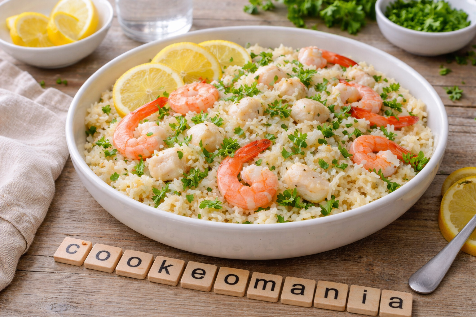 Riz pilaf au cabillaud et aux crevettes au Cookeo
