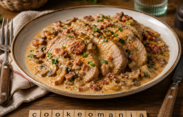 Rôti de porc au chorizo, lardons et champignons au Cookeo, la recette crémeuse et généreuse