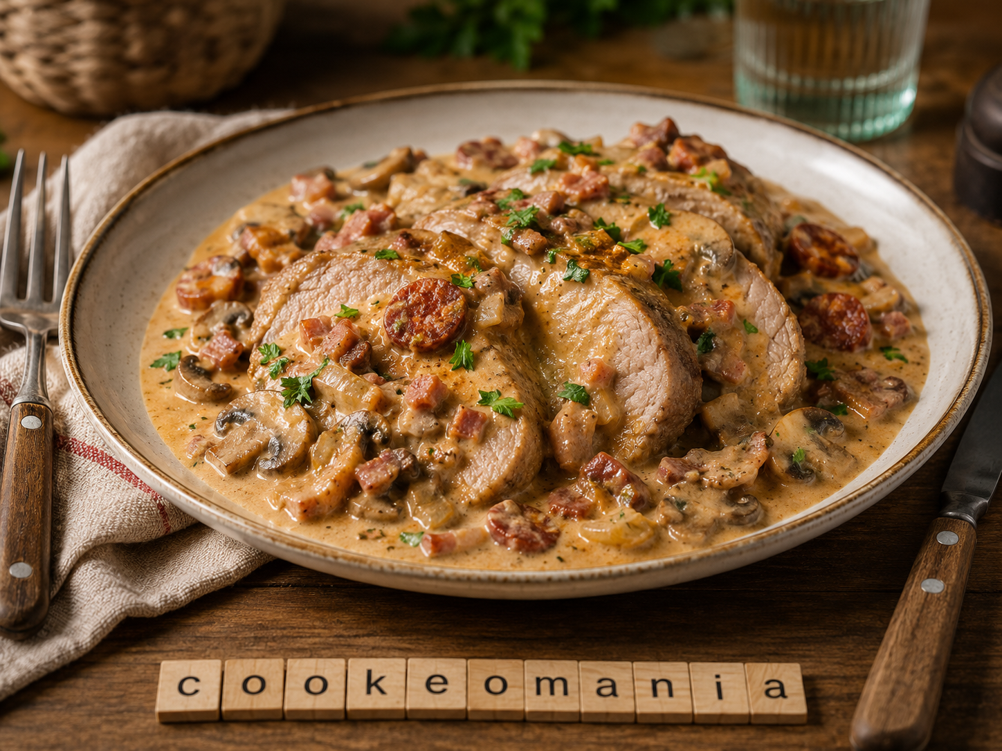 Rôti de porc au chorizo, lardons et champignons au Cookeo, la recette crémeuse et généreuse