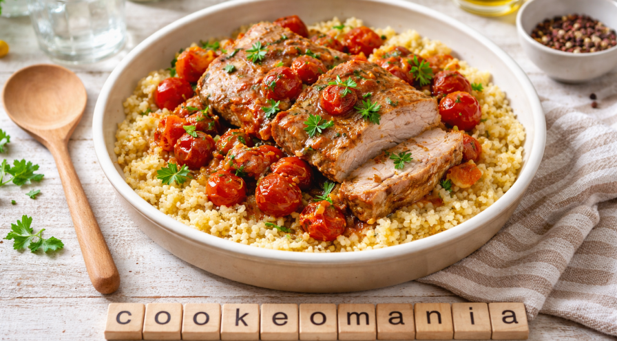 Rôti de porc fondant au boulgour et tomates cerises