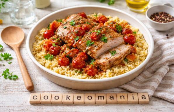 Rôti de porc fondant au boulgour et tomates cerises