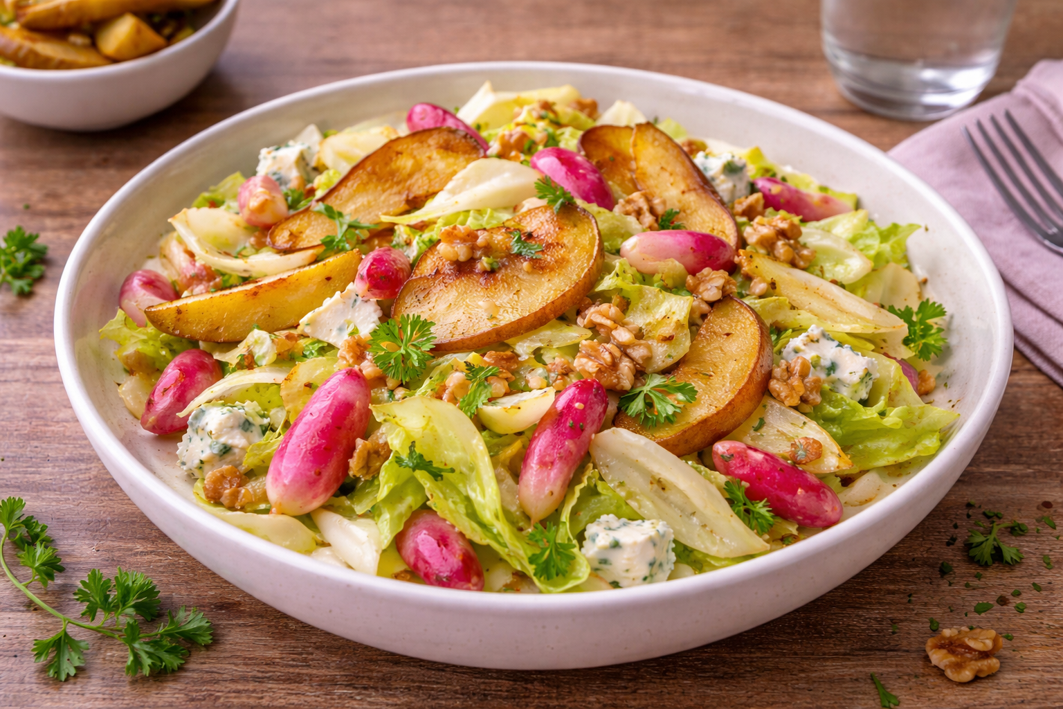 Salade croquante d’endives aux poires poêlées et bleu (Cookeo)