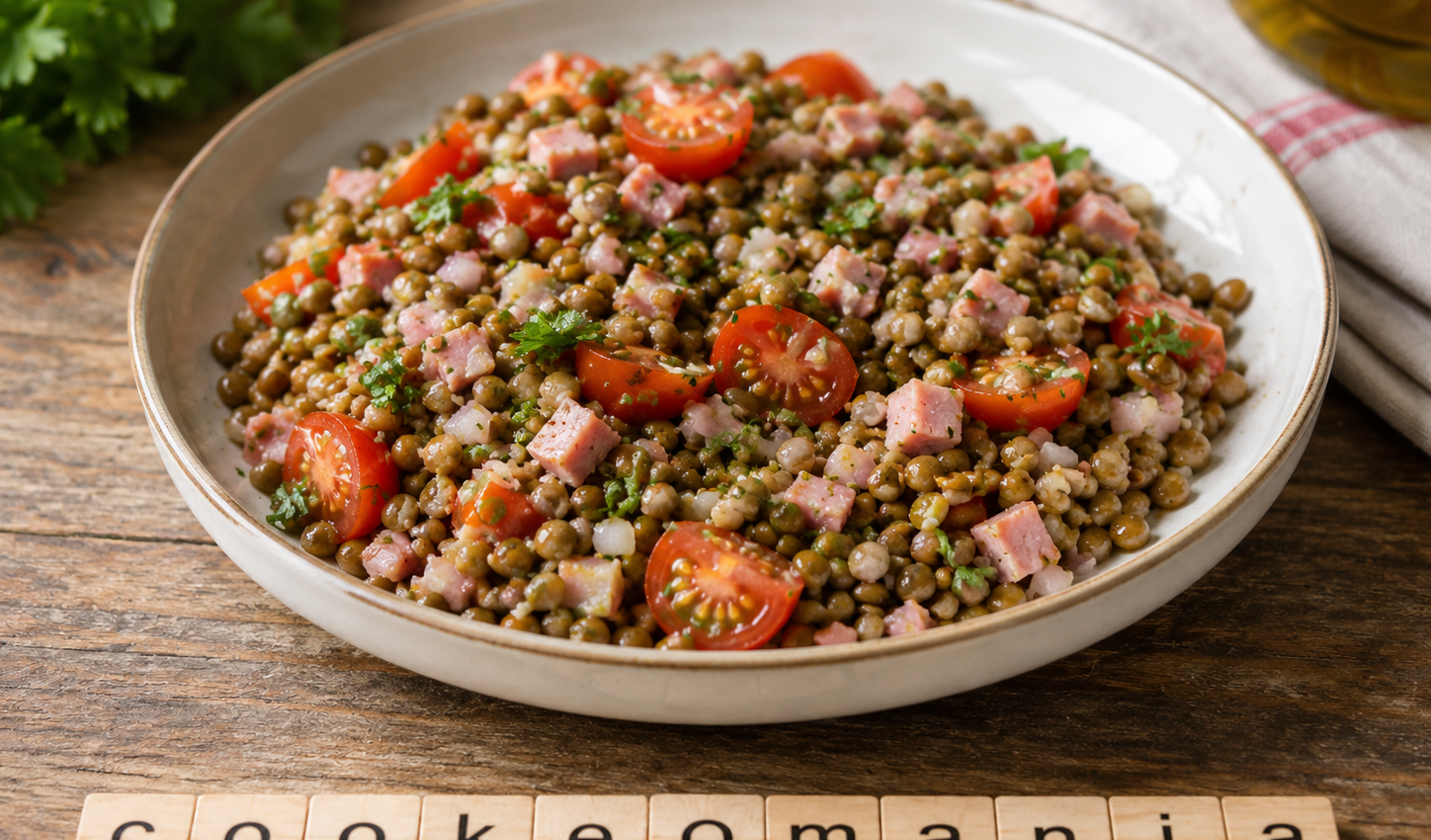 Salade de lentilles au jambon et tomates cerises au Cookeo, la recette froide simple et complète