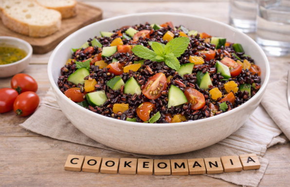 Salade de riz sauvage, concombre et abricots au Cookeo