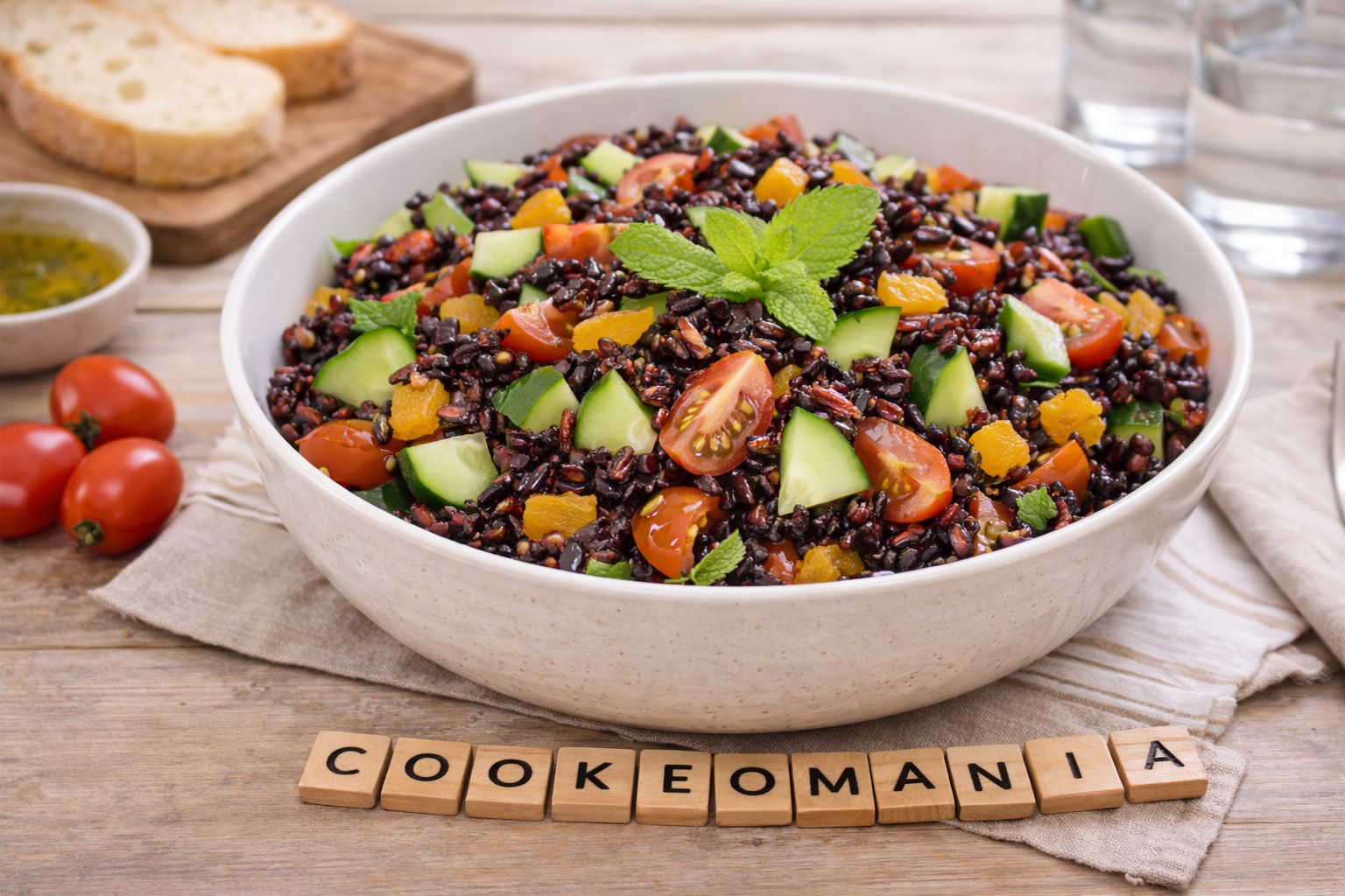 Salade de riz sauvage, concombre et abricots au Cookeo