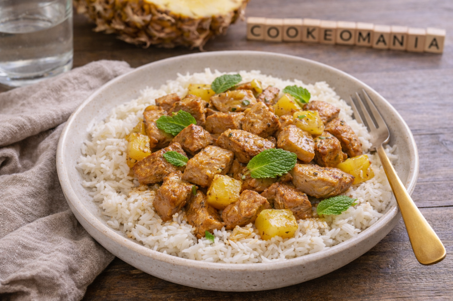 Sauté de dinde à l’ananas et riz basmati au Cookeo