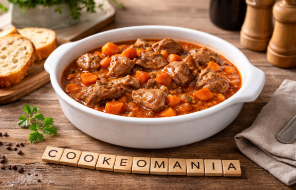 Sauté de porc mijoté à la tomate et au vin rouge au Cookeo