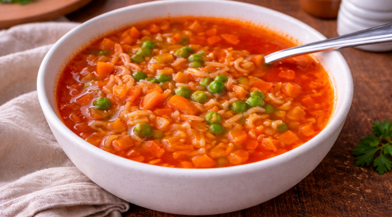 Soupe alphabet express au Cookeo, carottes et petits pois