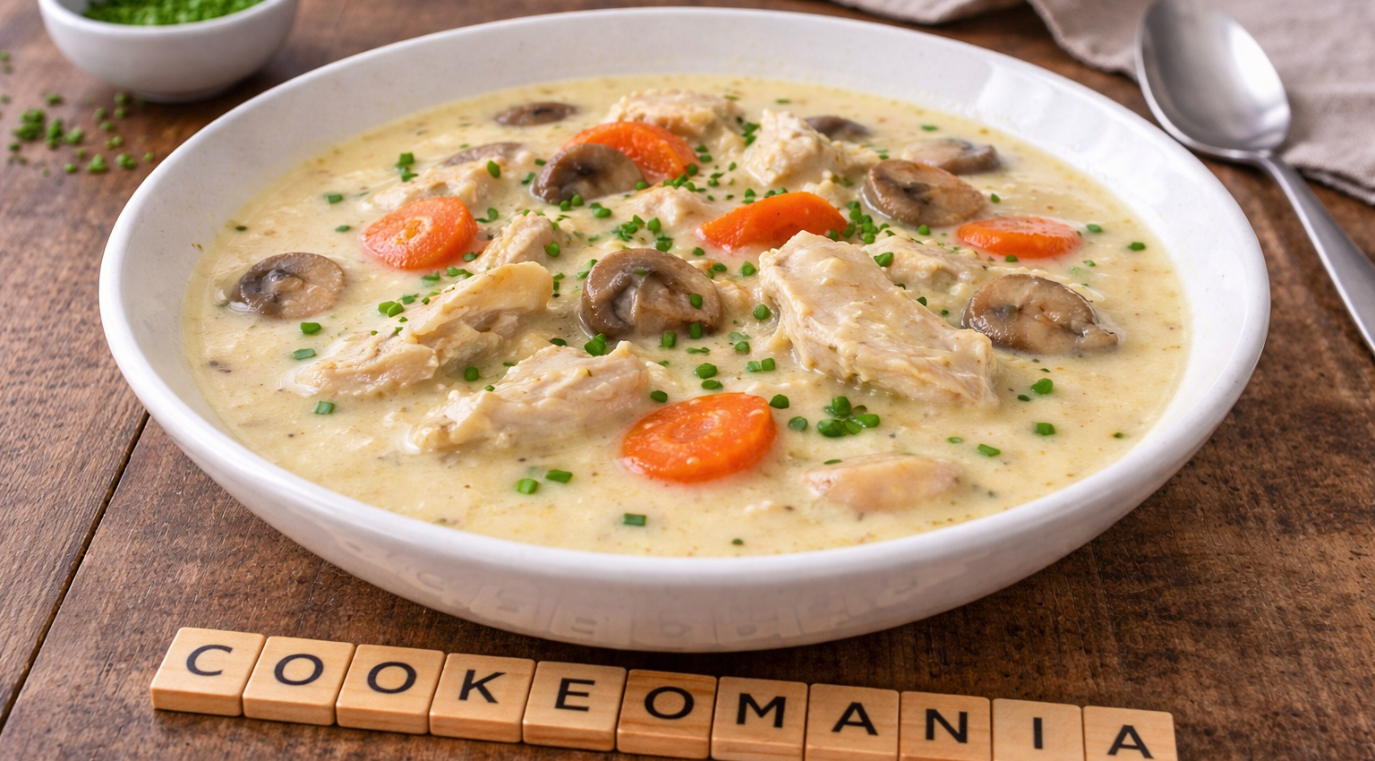 Soupe crémeuse au poulet et champignons au Cookeo