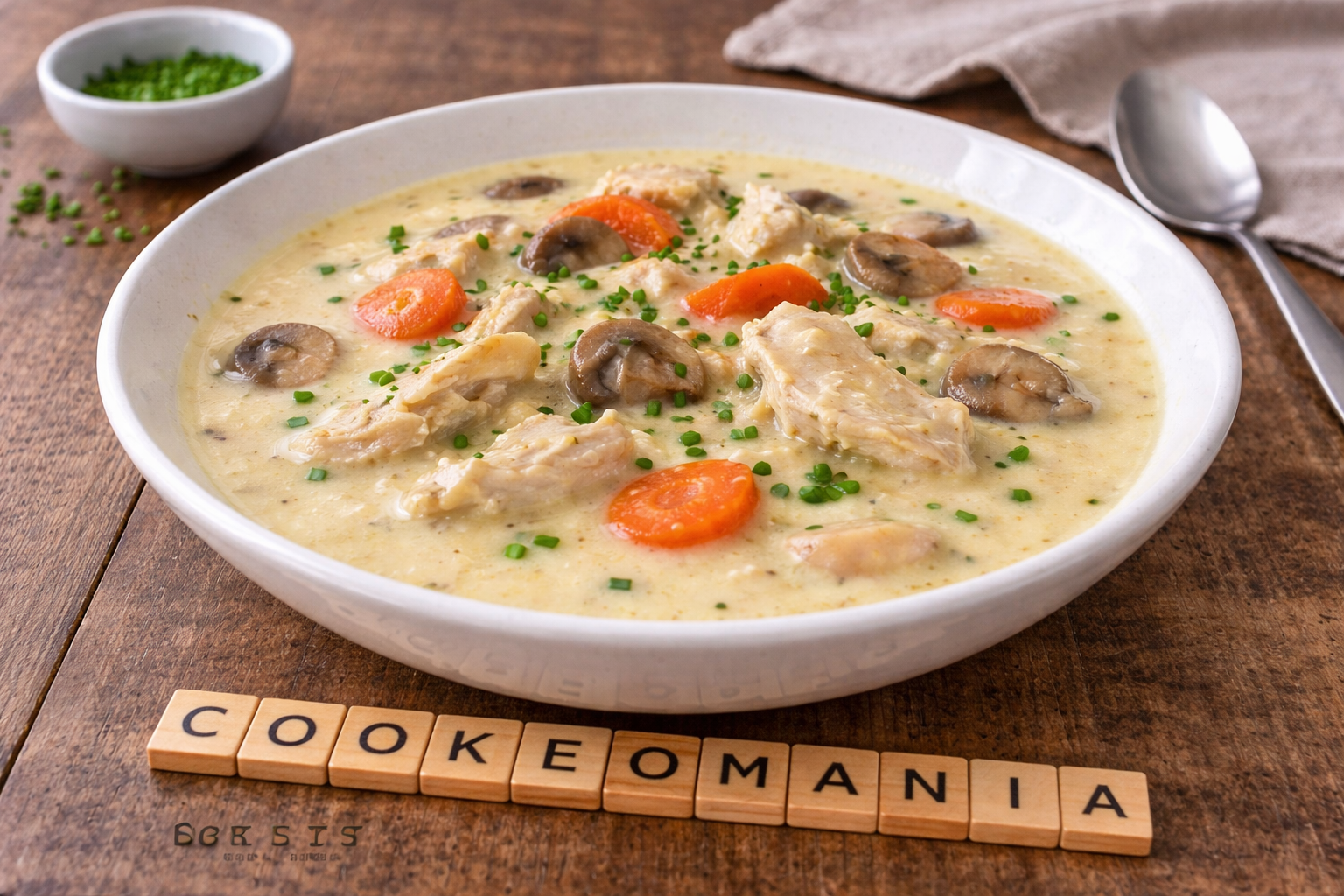 Soupe crémeuse au poulet et champignons au Cookeo