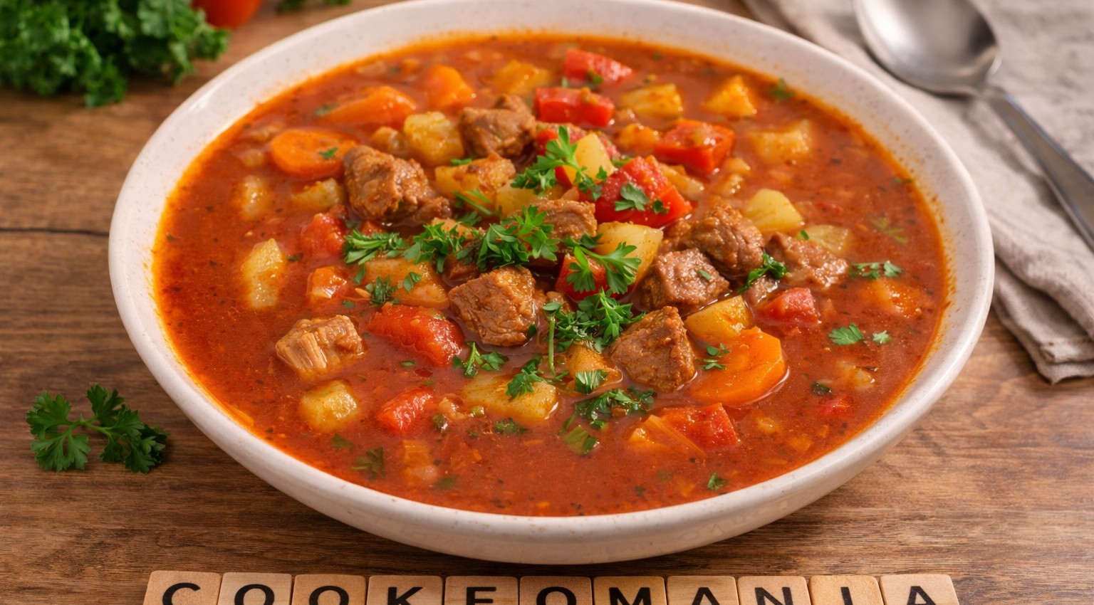 Soupe goulash épicée au porc au Cookeo