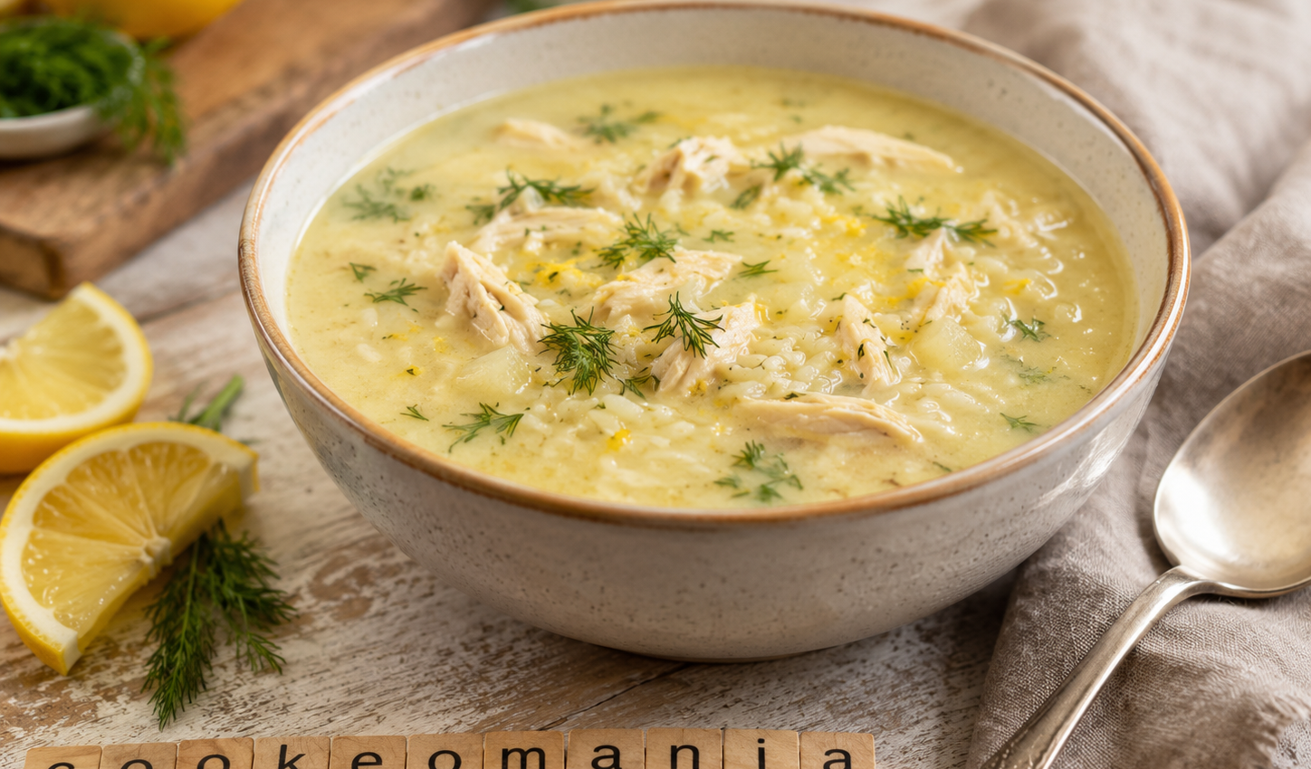 Soupe grecque avgolemono au poulet, citron et riz au Cookeo