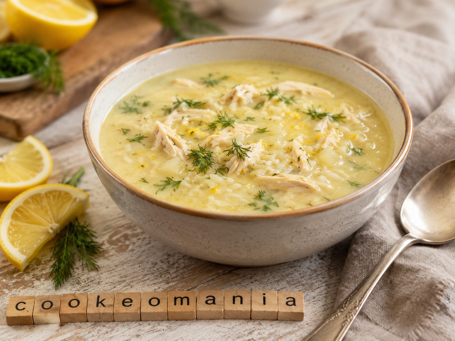 Soupe grecque avgolemono au poulet, citron et riz au Cookeo