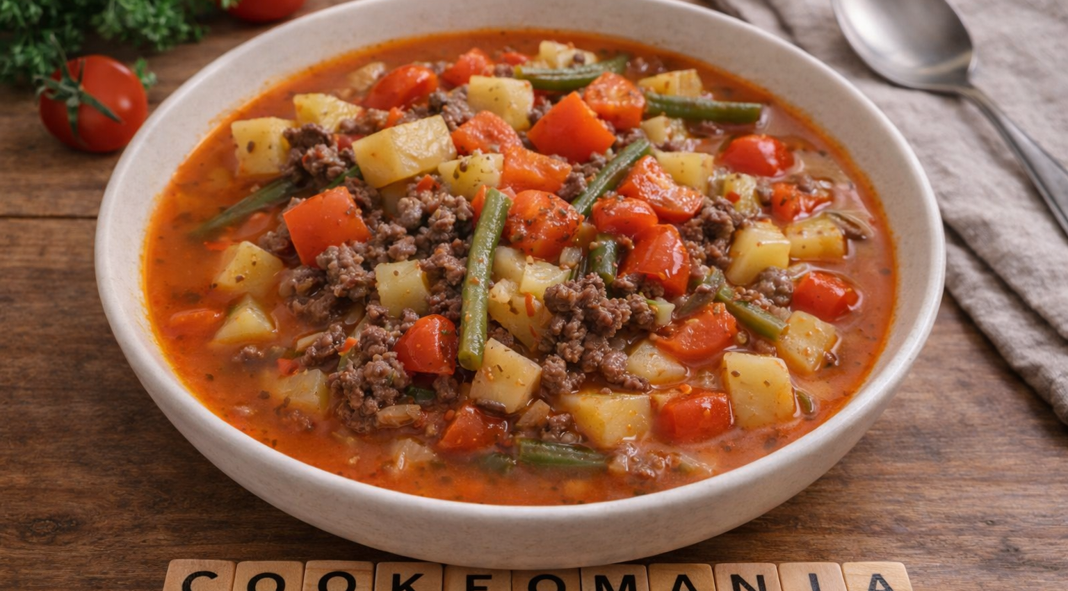 Soupe relevée au bœuf haché et légumes au Cookeo