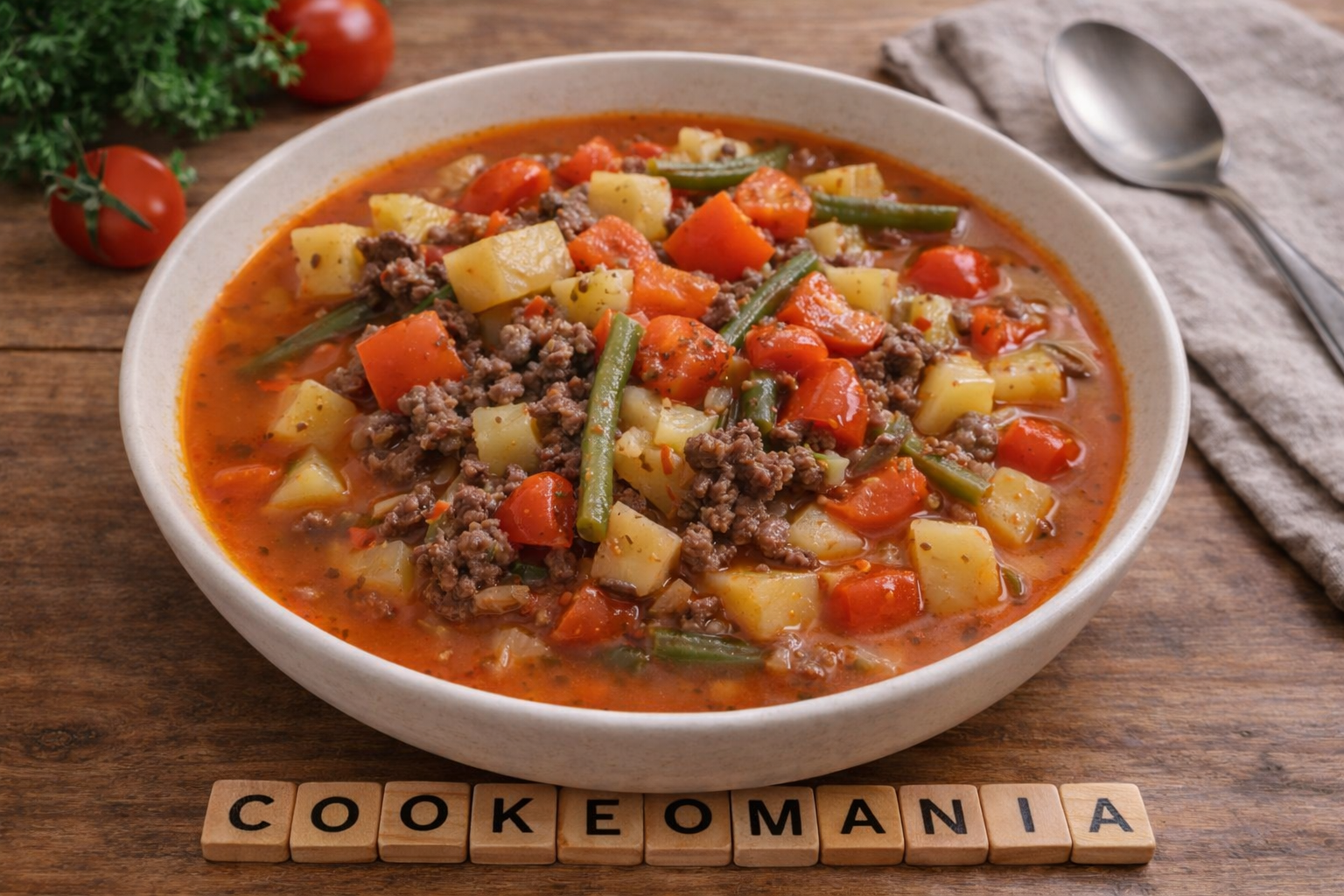Soupe relevée au bœuf haché et légumes au Cookeo