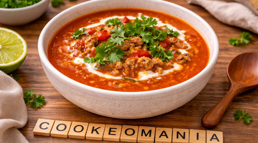 Soupe taco cétogène au bœuf au Cookeo
