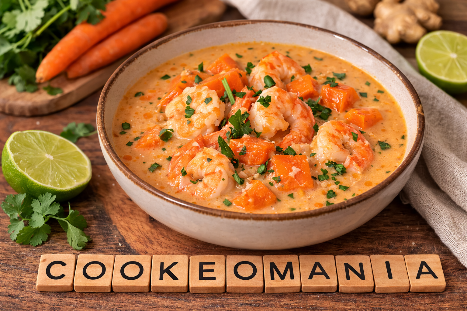 Velouté de carottes au coco et crevettes au Cookeo