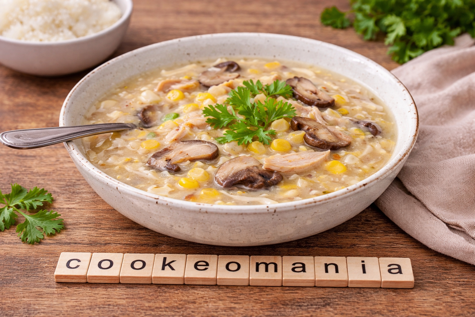 Velouté de poulet, maïs et champignons au Cookeo