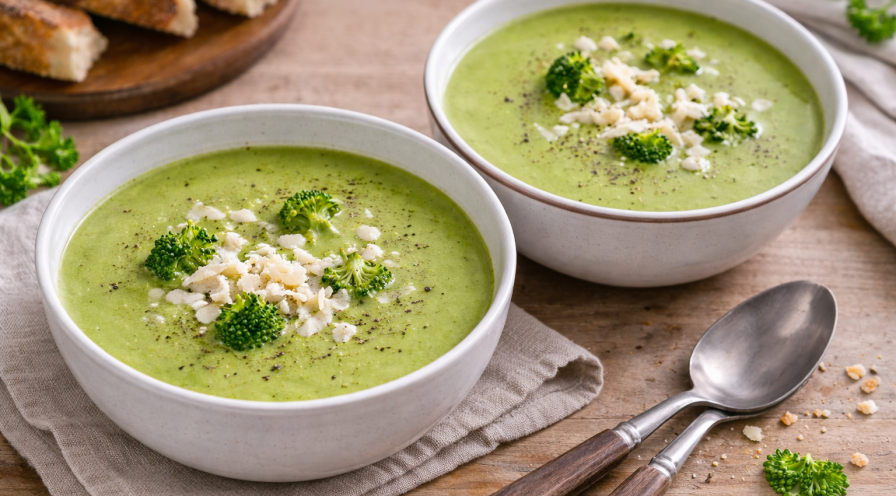 Velouté vert brocoli, chèvre et légumes au Cookeo