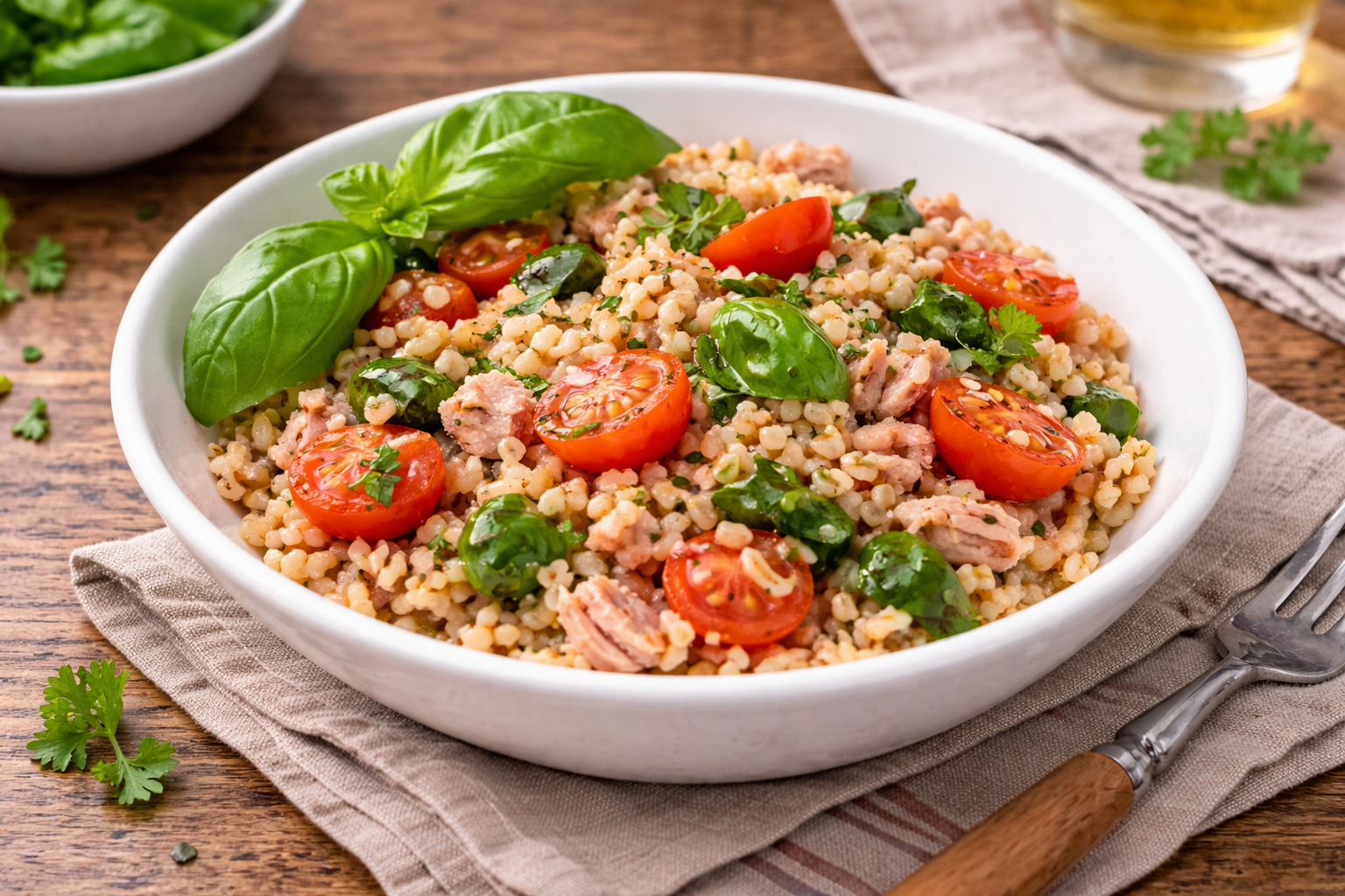 Épeautre au thon et tomates cerises au Cookeo, version méditerranéenne