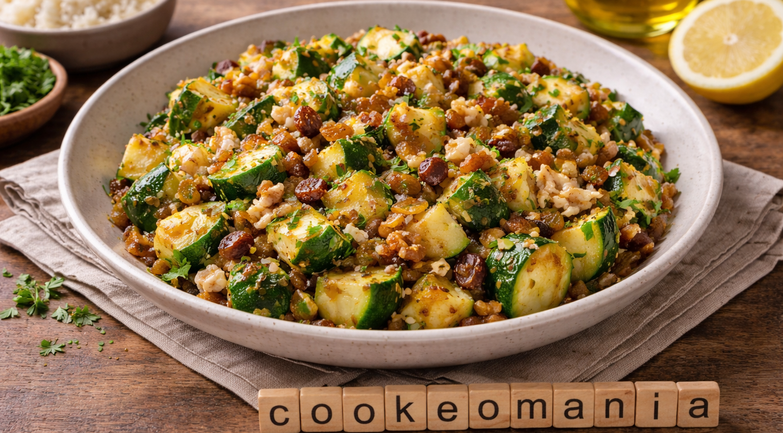 Courgettes à la chiquetaille de morue, miel et raisins au Cookeo une recette sucrée salée originale
