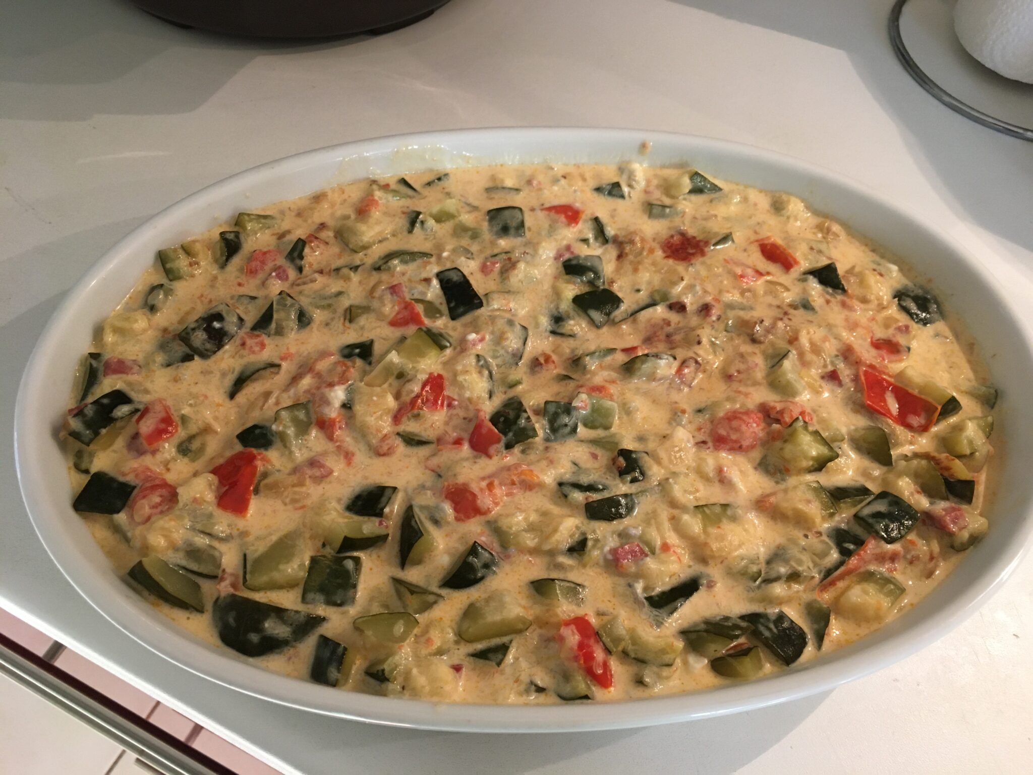 Courgettes au chèvre, lardons et tomates Cookeo Mania