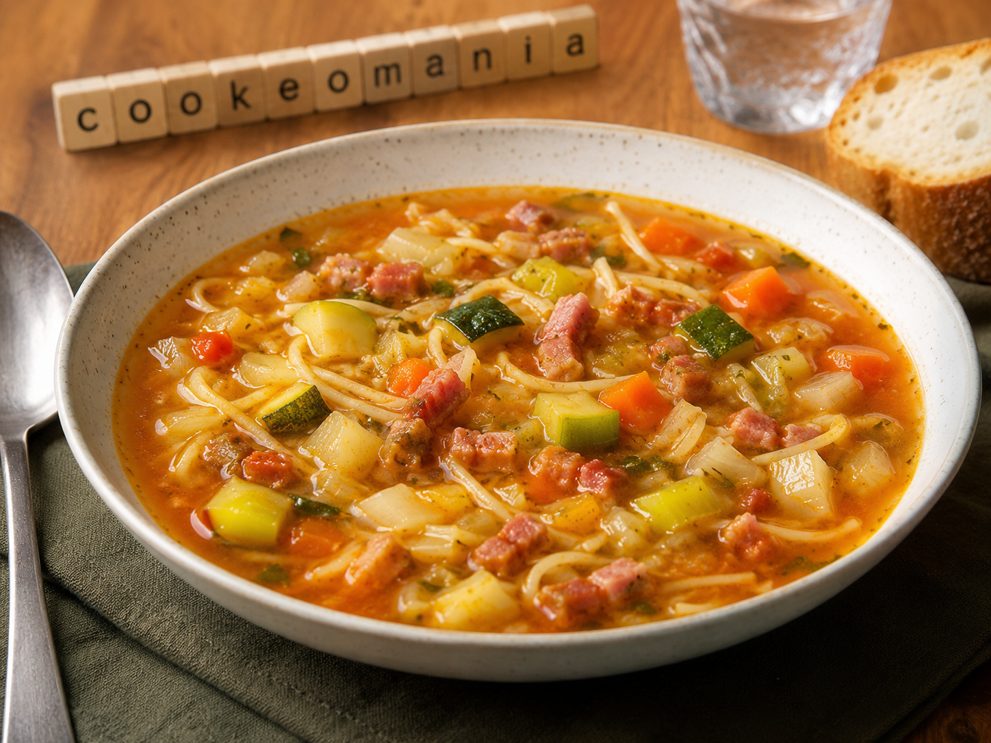 Bouillon complet au Cookeo, la soupe généreuse aux légumes, vermicelles et bacon