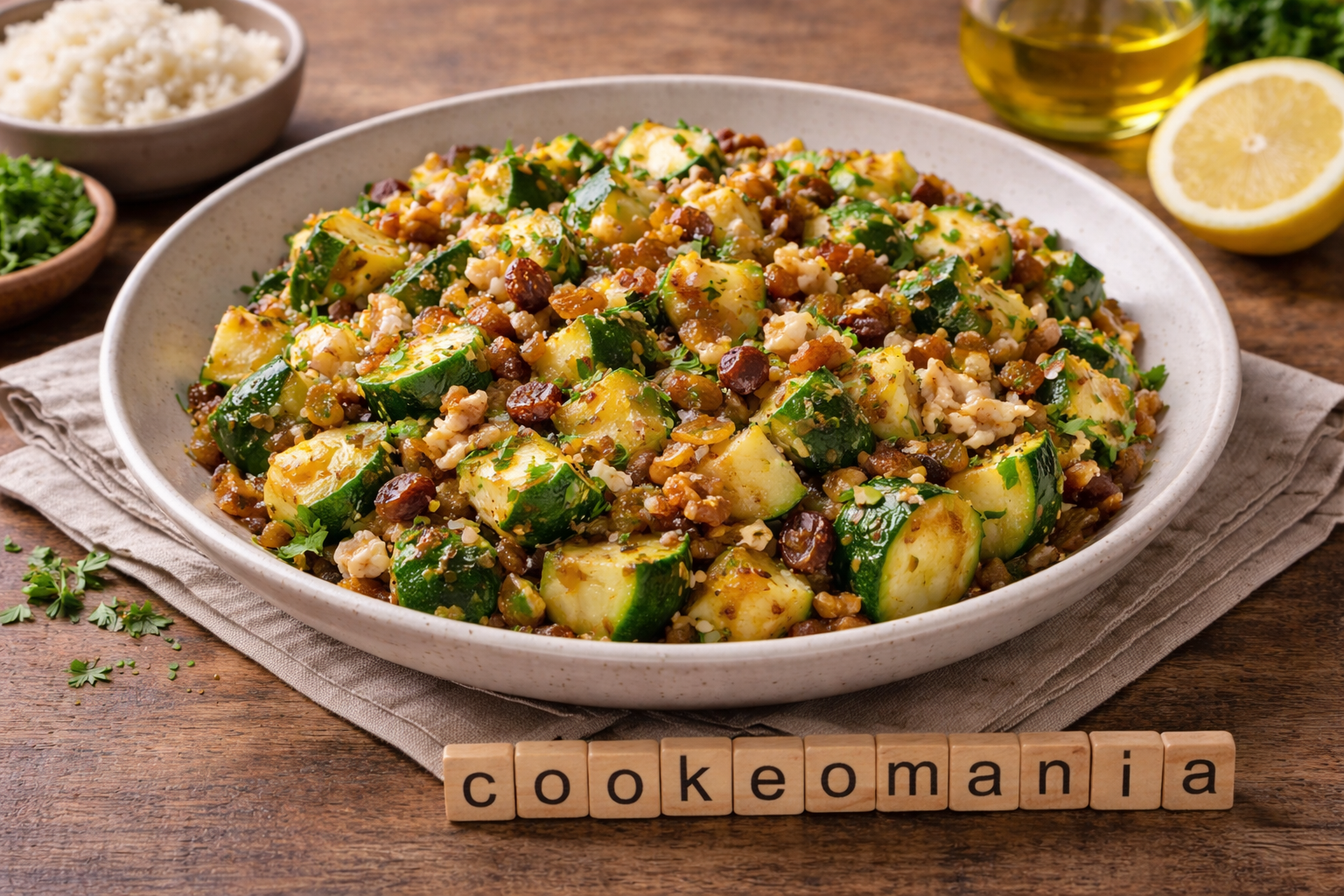 Courgettes à la chiquetaille de morue, miel et raisins au Cookeo une recette sucrée salée originale
