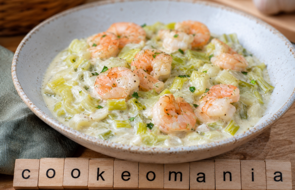 Crevettes sur fondue de poireaux au Cookeo, la recette crémeuse prête sans effort