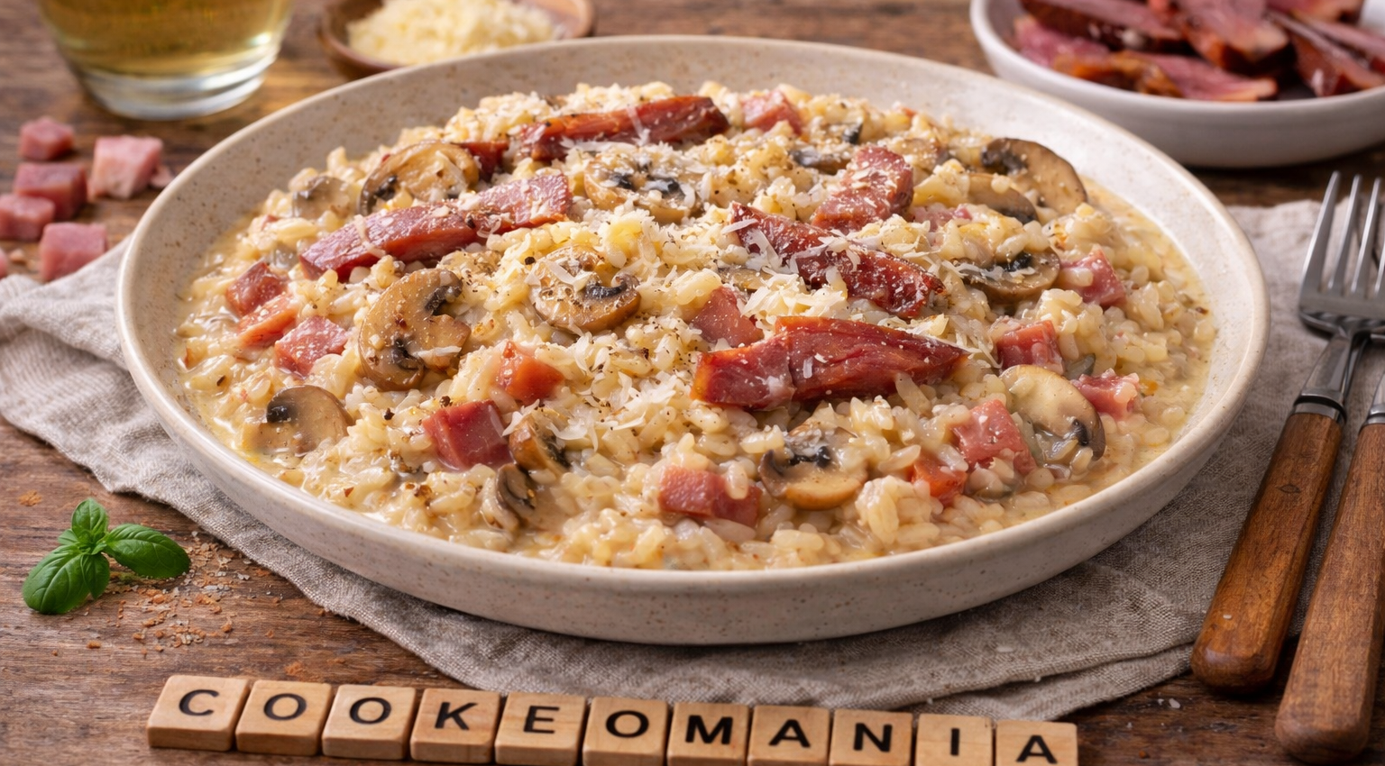 Ce risotto au magret fumé, jambon et champignons au Cookeo est le plat ultra gourmand qui change du risotto classique