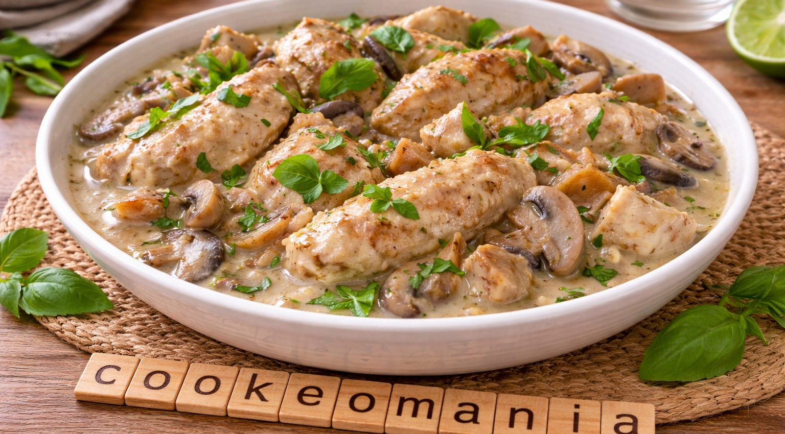 Poulet au basilic au Cookeo la recette crémeuse aux champignons et vin blanc
