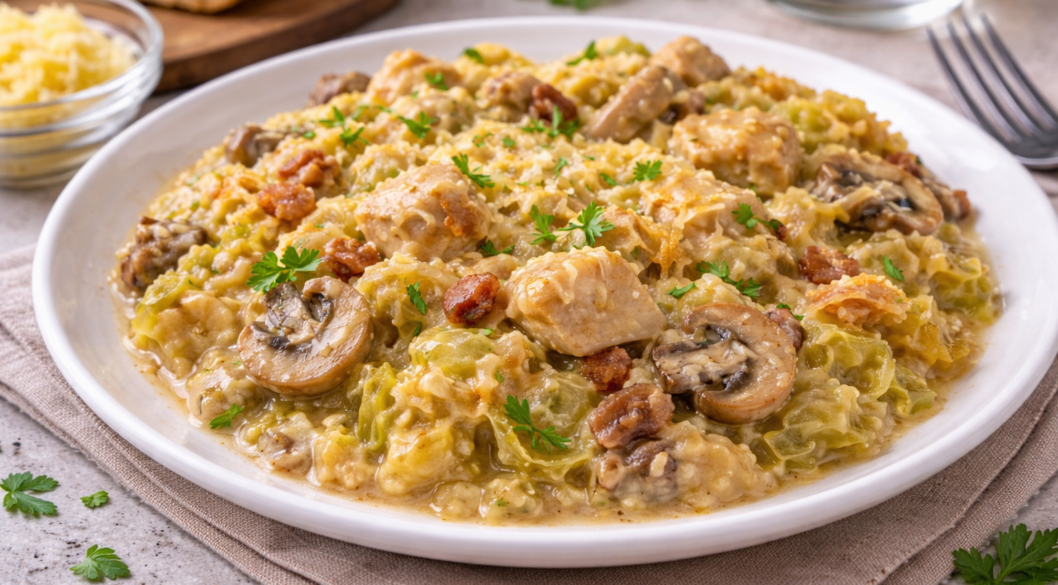 Poulet au comté, chou et champignons au Cookeo la recette crémeuse et gourmande