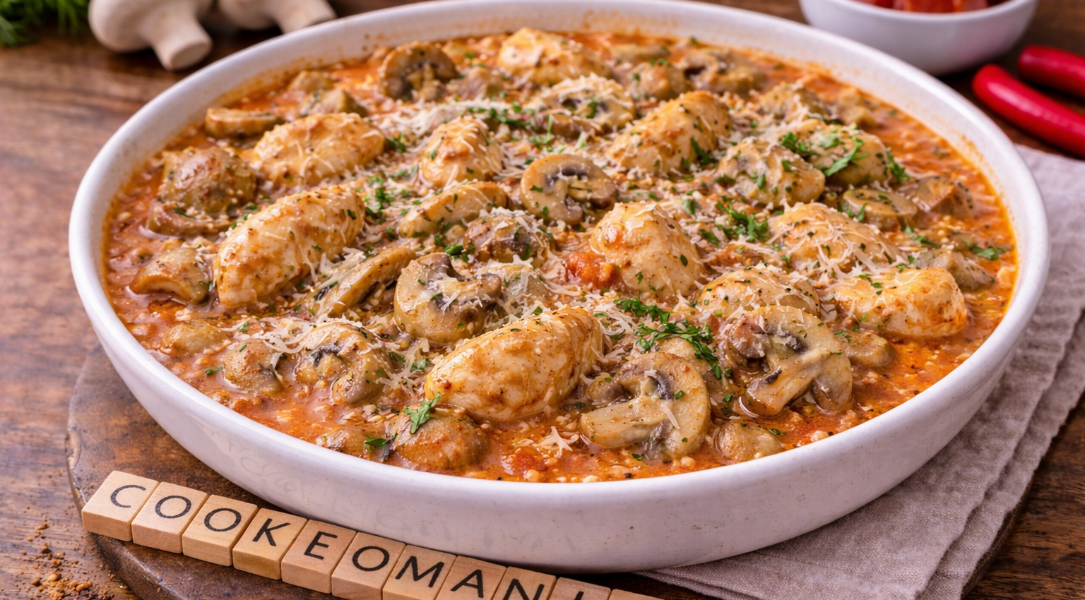 Poulet crémeux aux champignons et parmesan au Cookeo