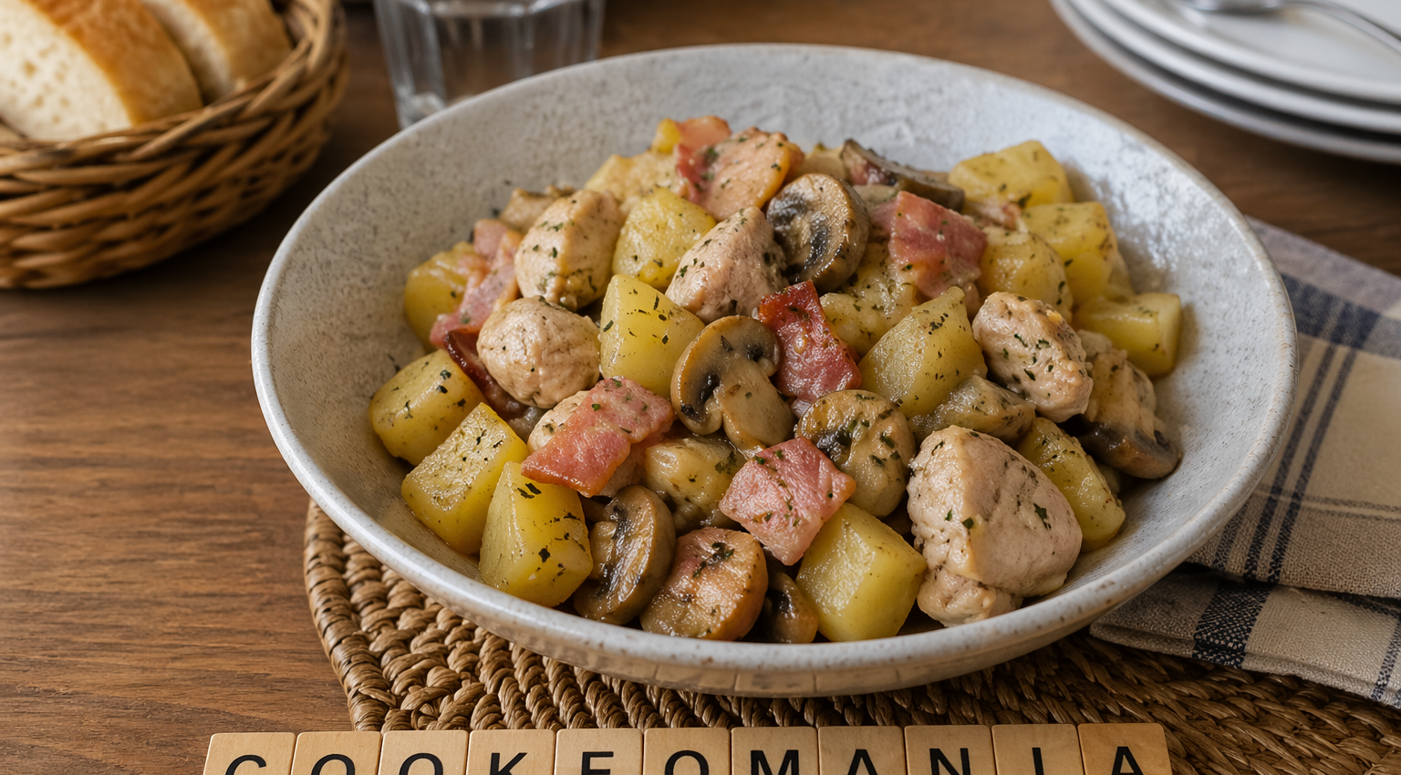 Poêlée au Cookeo de poulet, pommes de terre et champignons