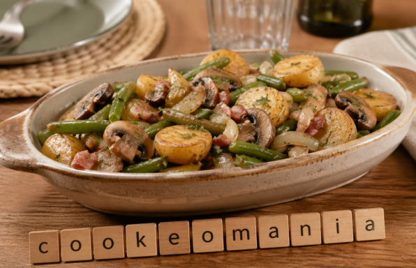 Poêlée du jardin au Cookeo la recette facile aux lardons, pommes de terre, haricots verts et champignons