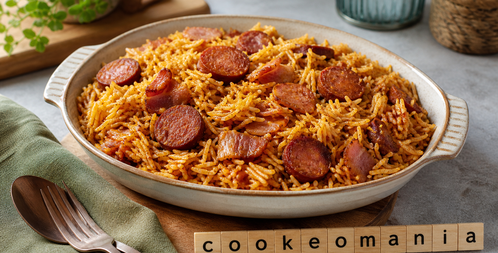 Riz au curry, bacon et saucisses aux épices d’Espagne au Cookeo, le plat express qui réveille le repas