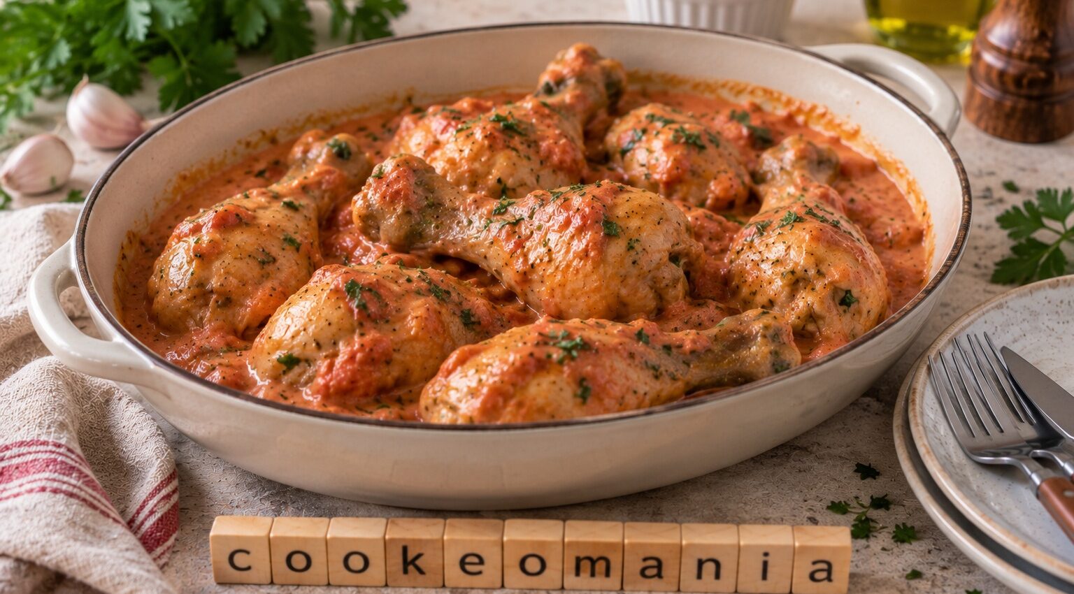 Pilons de poulet sauce tomate à la crème