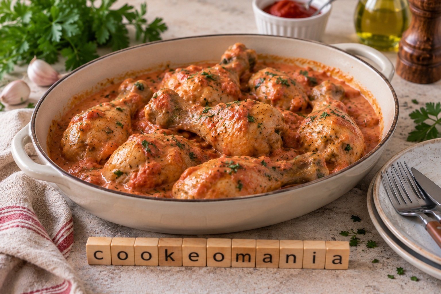 Pilons de poulet sauce tomate à la crème