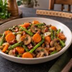 Poêlée de carottes, haricots verts et champignons aux lardons au multicuiseur Moulinex