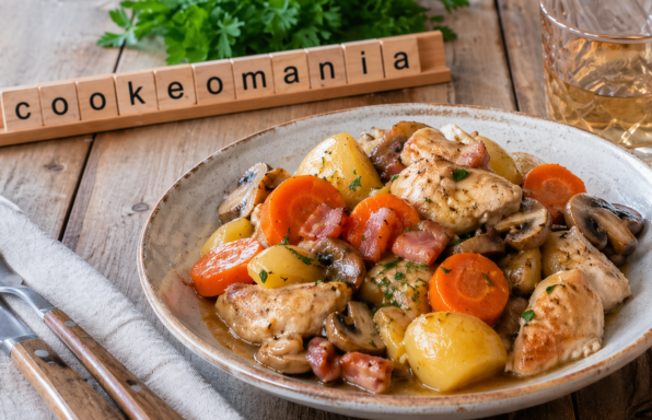 Poêlée de poulet, pommes de terre et carottes