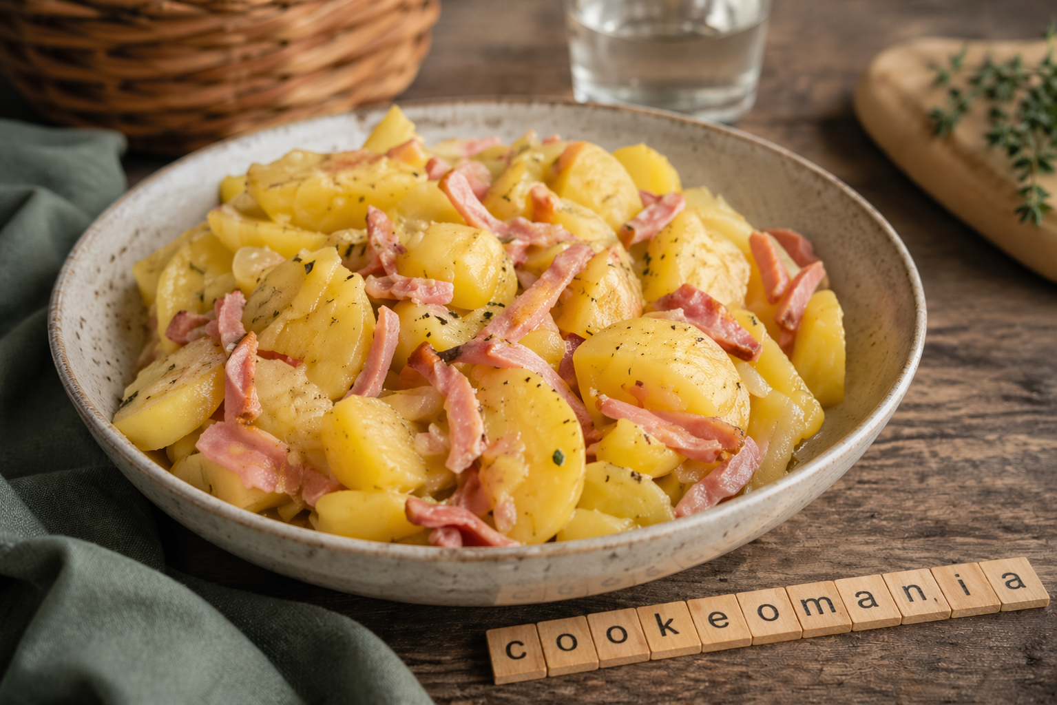 Pommes de terre fondantes aux deux jambons