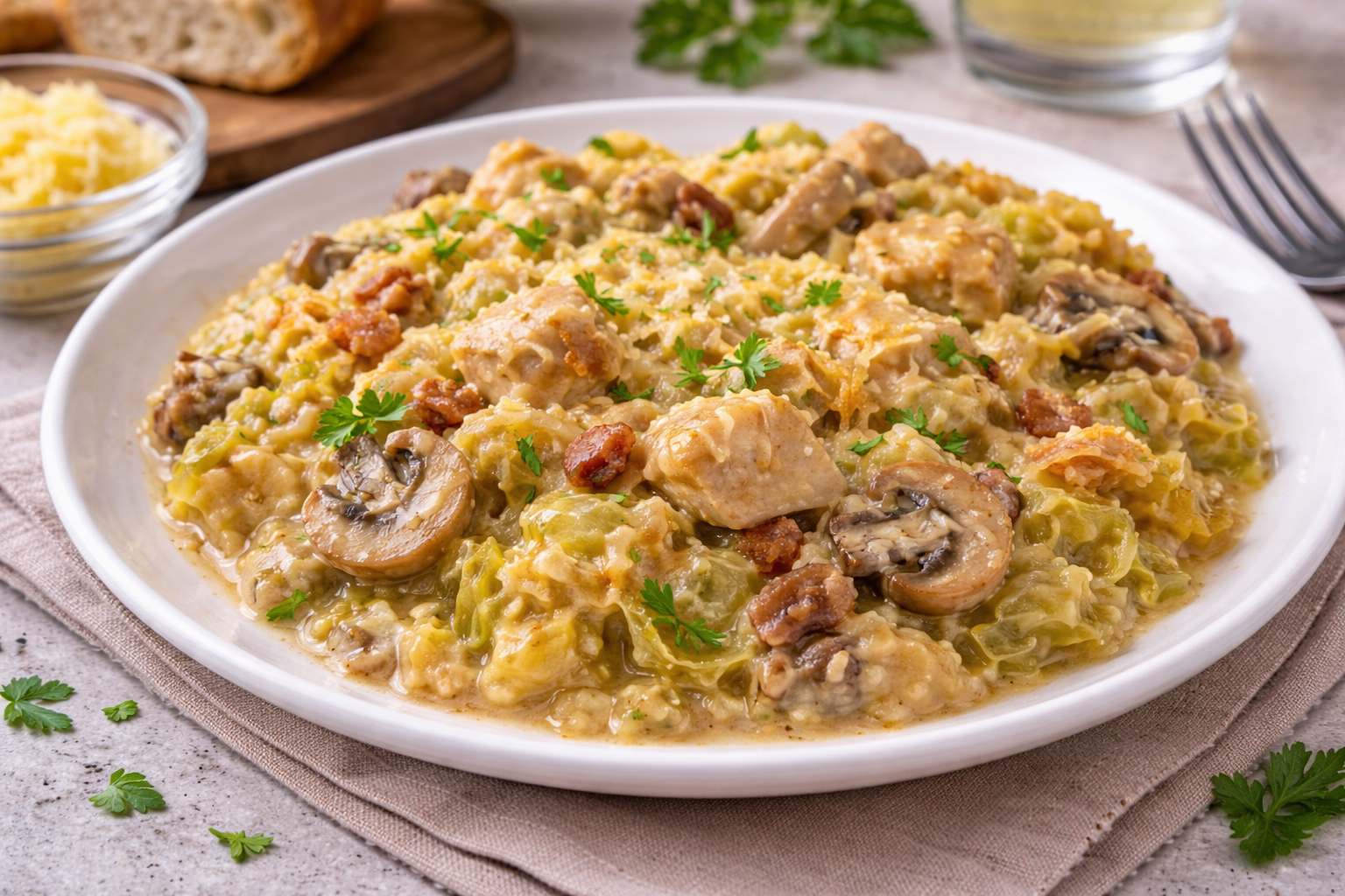 Poulet au comté, chou et champignons au Cookeo la recette crémeuse et gourmande