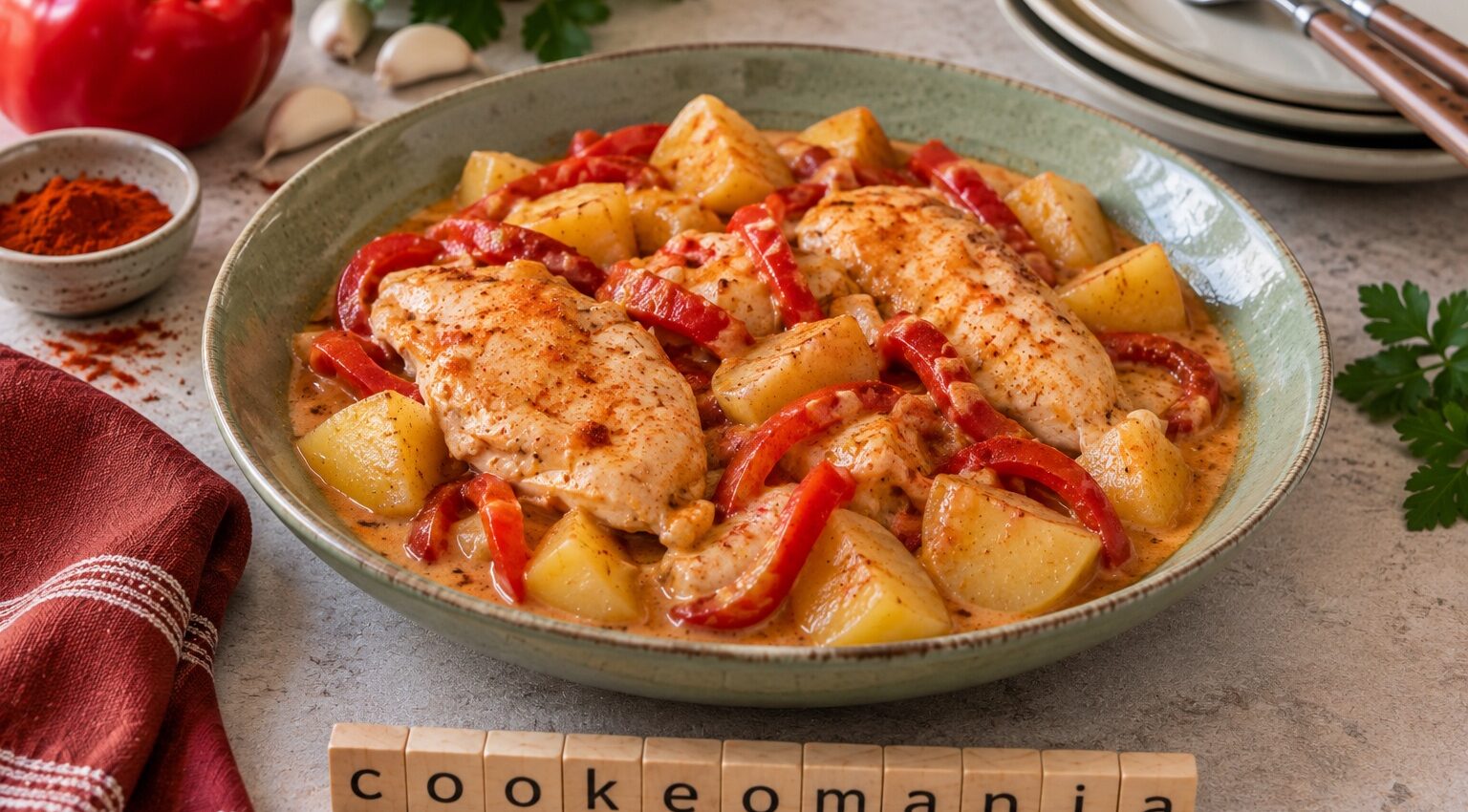 Poulet crémeux aux poivrons et pommes de terre