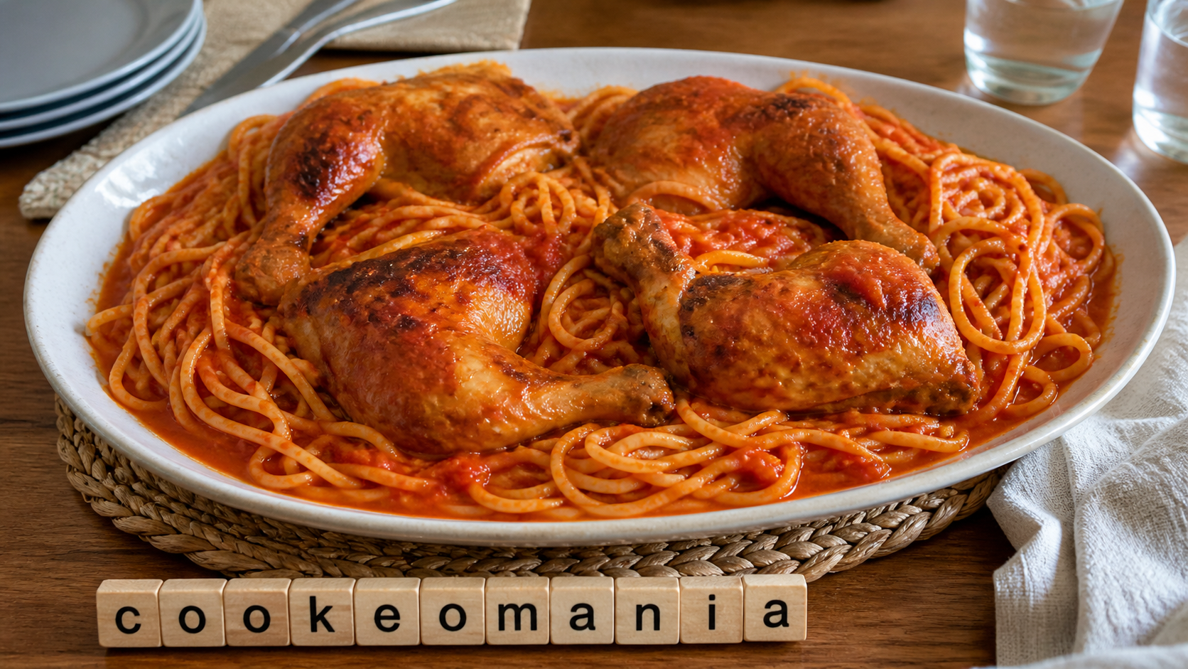 Poulet refourgado au Cookeo, spaghetti et sauce tomate au paprika