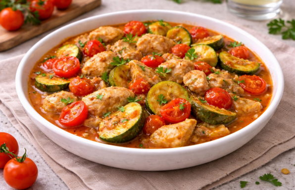 Préparez un délicieux poulet méridional au Cookeo avec courgettes, tomates cerises et sauce parfumée pour un repas facile, rapide et ensoleillé.