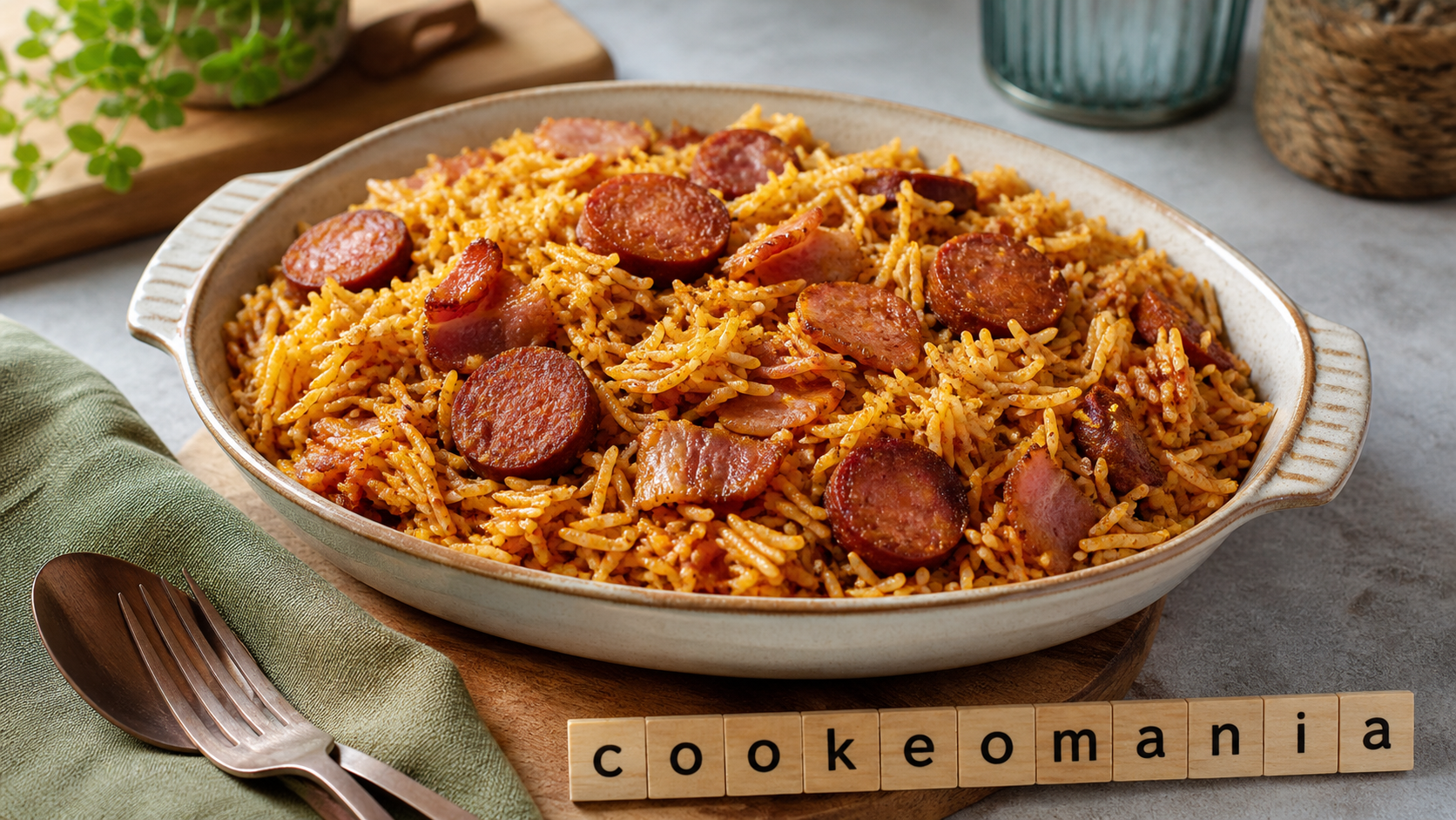 Riz au curry, bacon et saucisses aux épices d’Espagne au Cookeo, le plat express qui réveille le repas