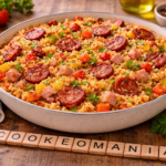 Riz, chorizo, jambon et légumes au cookéo