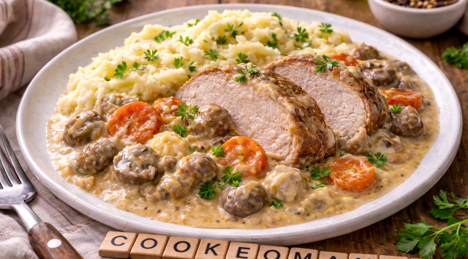 Rôti de porc fondant au Maroilles et ses légumes au Cookeo